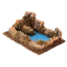 Teich aus Resin mit Korksteinen und Moos – geeignet für 10–12 cm Krippe