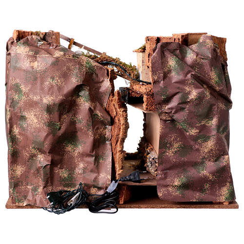 Krippenszene mit Beleuchtung und Wasserfall – für 10-cm-Krippe, 45 × 60 × 35 cm 7