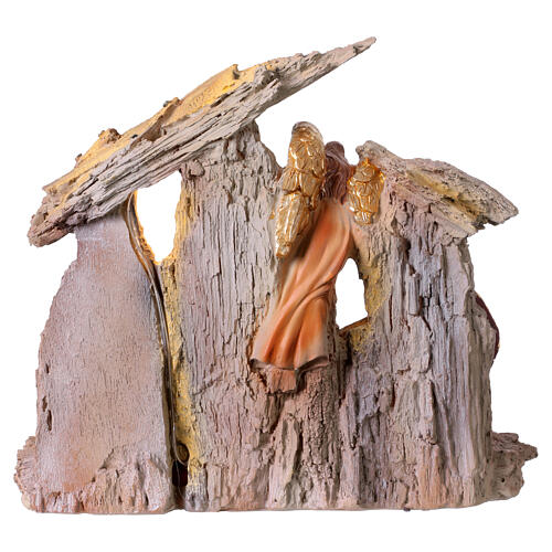 Setting with Nativity, 20x22x5 cm, resin statues of 14-16 cm with LED lights 4