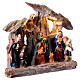 Ambientazione con natività 20x22x5 cm resina luce led presepe 14-16 cm s3