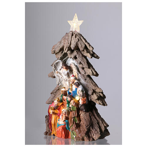 Natività albero di Natale con luce 25x15x10 cm 3