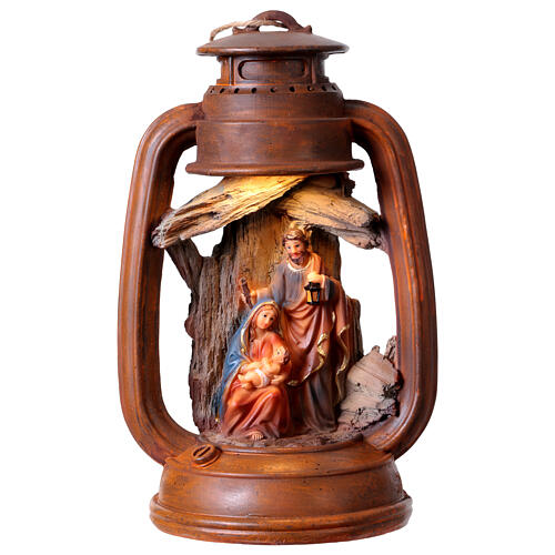 Natività lanterna 20x10cm resina con luce led bianco freddo 1
