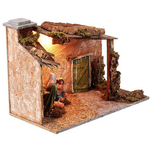 Cabaña natividad belén 16 cm luz 50x35x25 cm 4