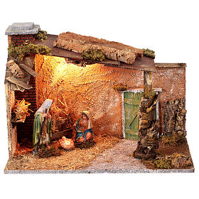 Capanna natività presepe 16 cm luce 50x35x25 cm
