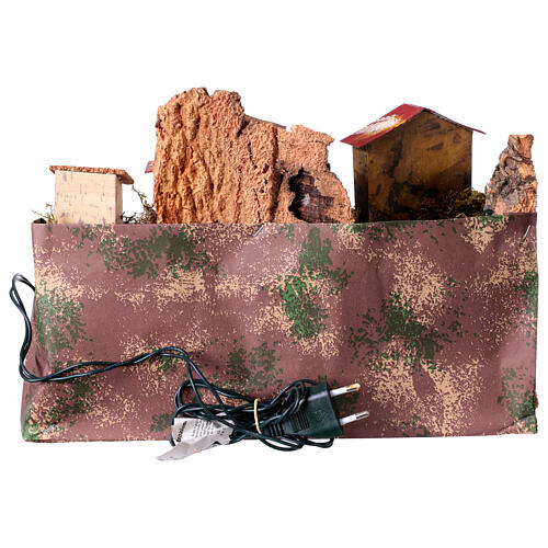 Krippenstall mit Beleuchtung und Geburt-Christi-Szene – 20 × 30 × 20 cm 4