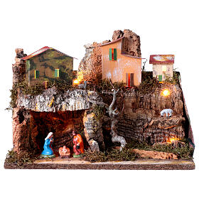 Nativity Stable Village with Lights, 20x30x20 cm