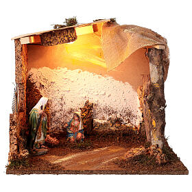 Illuminated stable for 16 cm Nativity Scene, 45x30x40 cm