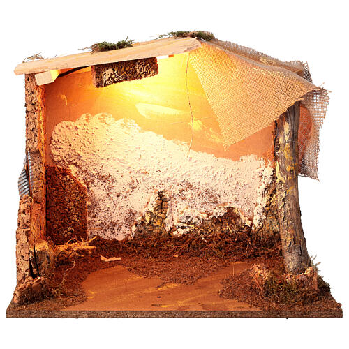 Illuminated stable for 16 cm Nativity Scene, 45x30x40 cm 5