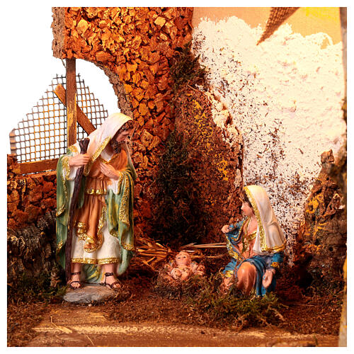 Capanna illuminata 45x30x40 cm presepe 16 cm  3