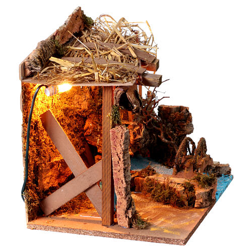 Cabane Nativité avec lumière 35x45x30 cm crèche 10-12 cm 4