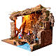 Capanna natività con luce 35x45x30 cm presepe 10-12 cm s2