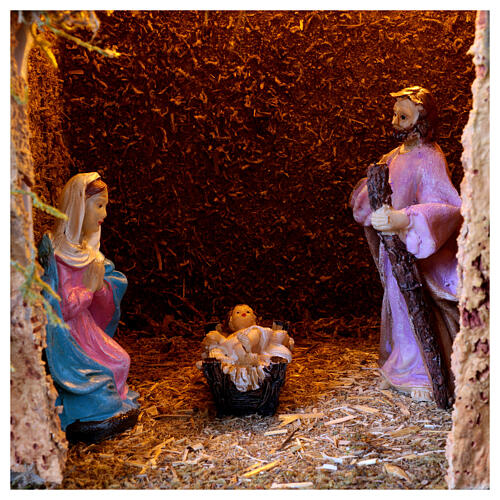 Szenerie mit Krippenstall und Geburt-Christi-Darstellung – für 10-cm-Krippe, 40 × 60 × 30 cm 2