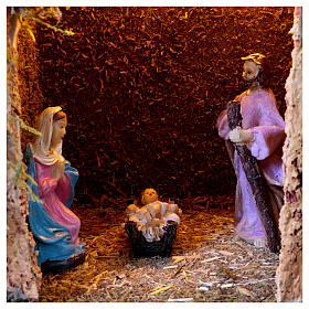 Scenografia natività con capanna 40x60x30 cm presepe 10 cm