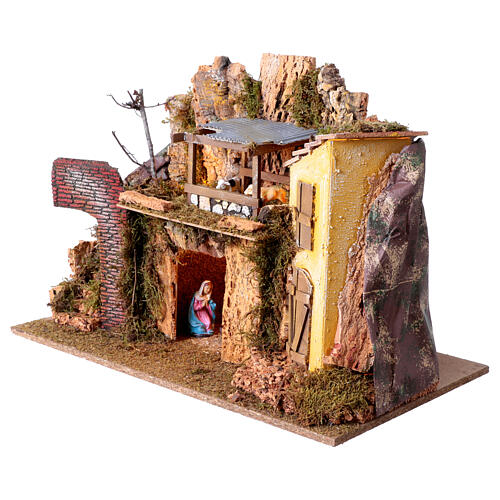 Scenografia natività con capanna 40x60x30 cm presepe 10 cm 3