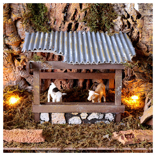 Scenografia natività con capanna 40x60x30 cm presepe 10 cm 4