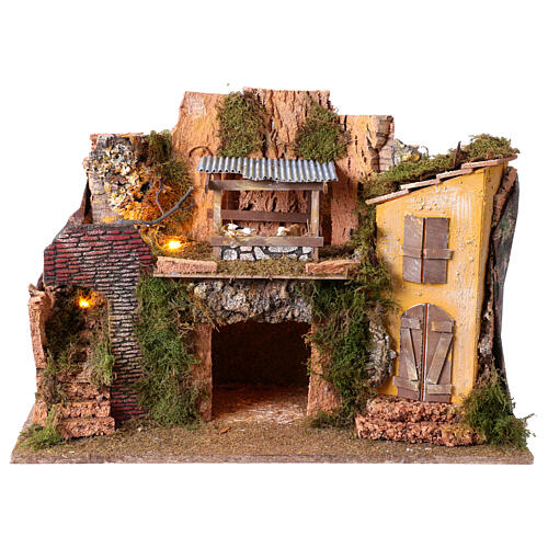 Scenografia natività con capanna 40x60x30 cm presepe 10 cm 6