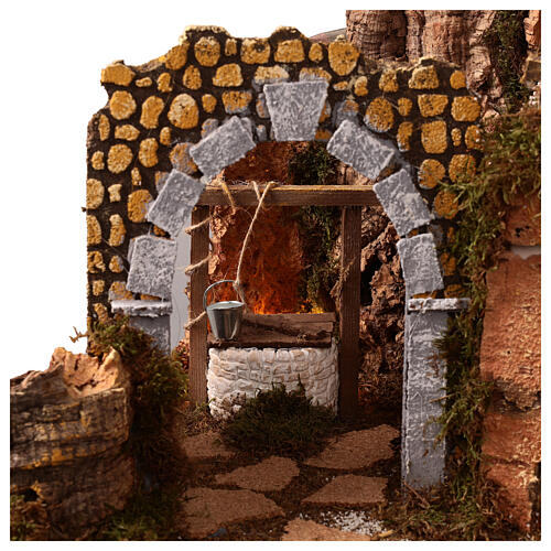 Krippenszenerie mit Geburt-Christi-Darstellung und Beleuchtung – für 10-cm-Krippe, 75 × 40 × 50 cm 4