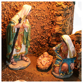 Cabaña con Natividad belén 16 cm luz 50x40x30 cm
