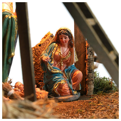 Cabaña con Natividad belén 16 cm luz 50x40x30 cm 4