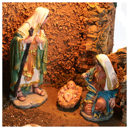 Cabane avec Nativité et lumières pour crèche 16 cm 50x40x30 cm 2