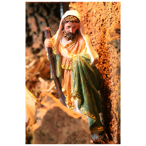 Capanna con natività presepe 16 cm luce 50x40x30 cm 5