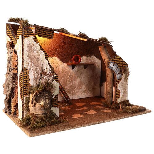 Cabane illuminée 60x35x40 cm crèche 10-12 cm 3