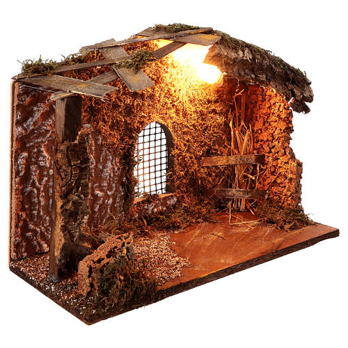 Stable of 30x40x20 cm with light for 12-14 cm Nativity Scene 2