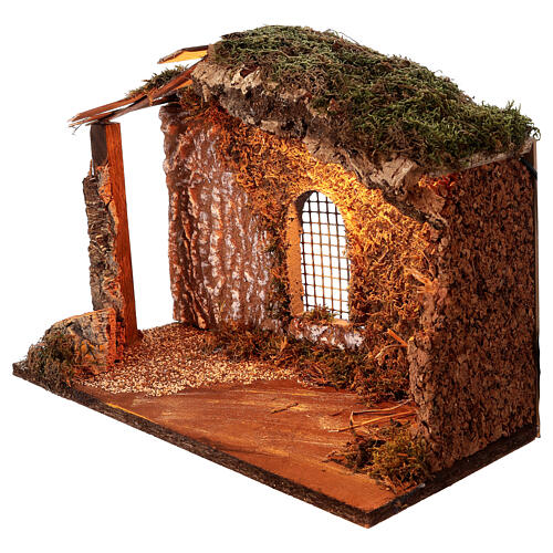 Stable of 30x40x20 cm with light for 12-14 cm Nativity Scene 3