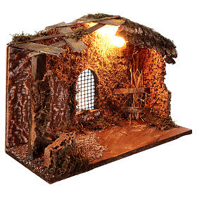 Cabane 30x40x20 cm avec lumière crèche 12-14 cm