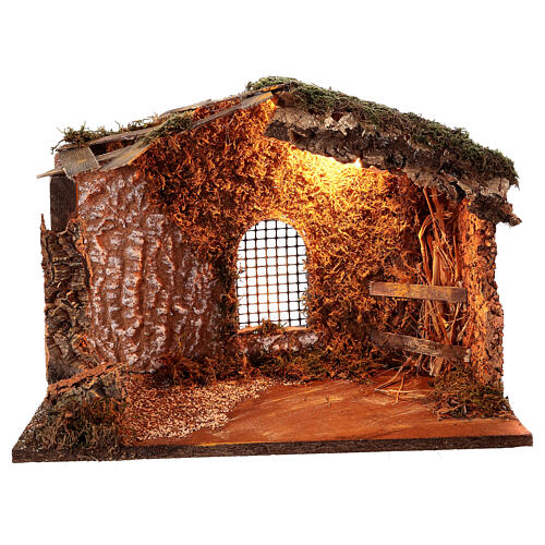 Nativity scene stable with light 30x40x20 cm for 12-14 cm 1