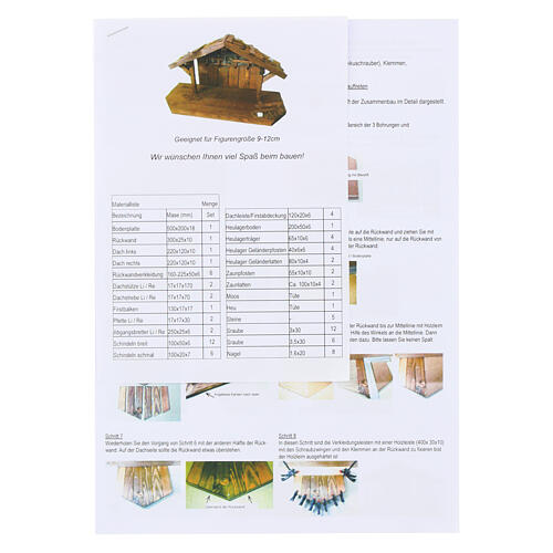 Kit capanna da montare 50x20x25 cm presepe 10-12 cm 3