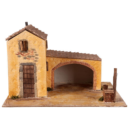 Classic popular village 25x40x30 cm for 10 cm nativity scene 1