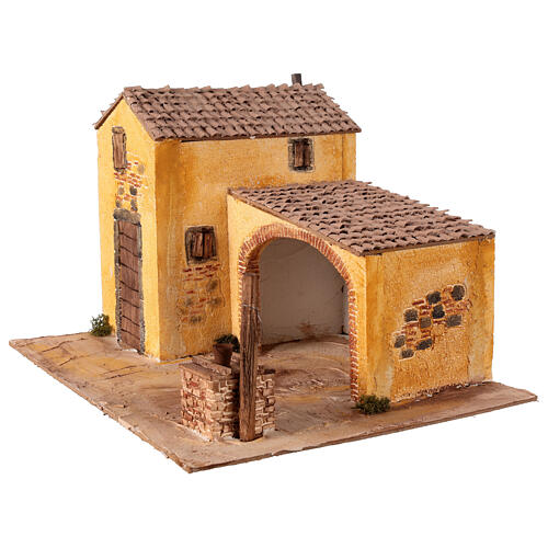 Antiguo pueblo pintado 25x45x35 cm para belén 12 cm 4