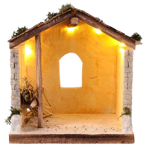 Krippenstall mit LED-Beleuchtung – für 10-cm-Krippe, 25 × 25 × 20 cm 1
