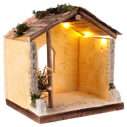 Capanna con led 25x25x20 cm presepe 10 cm 3