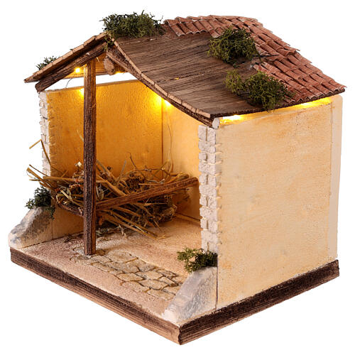 Classic stable with LED, 25x25x20 cm, for 12 cm Nativity Scene 2