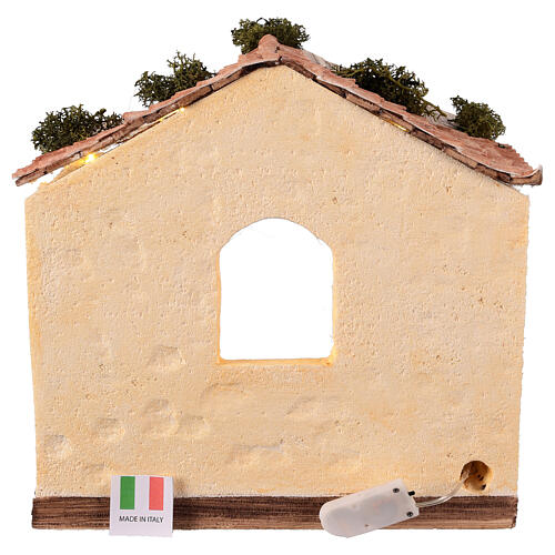 Classic nativity stable with LED lights 25x25x20 cm nativity 12 cm 4