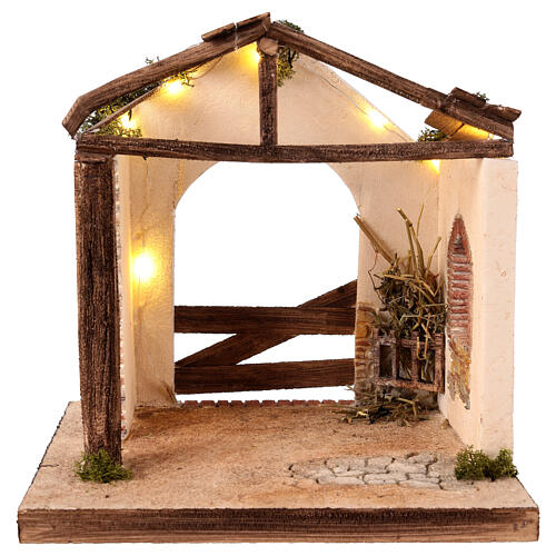 Stable with LED lights for 12 cm Nativity Scene, 25x25x20 cm 1