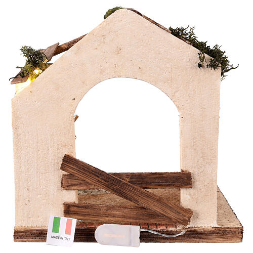 Stable with LED lights for 12 cm Nativity Scene, 25x25x20 cm 4