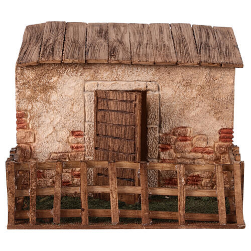 Sheepfold with pen, 15x18x15 cm, for 10 cm Nativity Scene 1