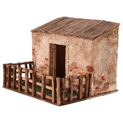 Sheepfold with pen, 15x18x15 cm, for 10 cm Nativity Scene 2