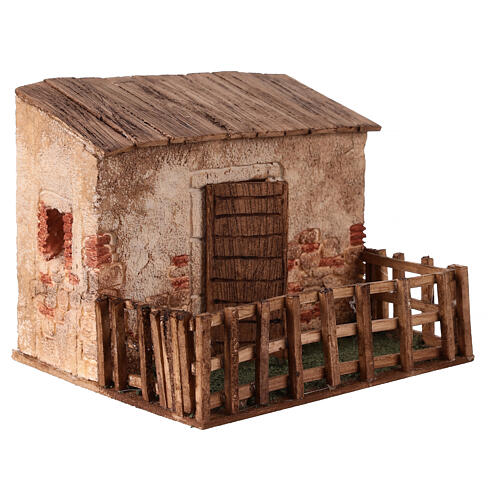 Sheepfold with pen, 15x18x15 cm, for 10 cm Nativity Scene 3