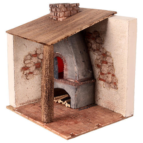 Forno com luz LED 15x15x15 cm para presépio de 10 cm 2