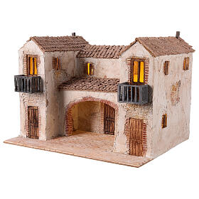 Setting with porch and balconies, 31x45x35 cm, for 10 cm Nativity Scene