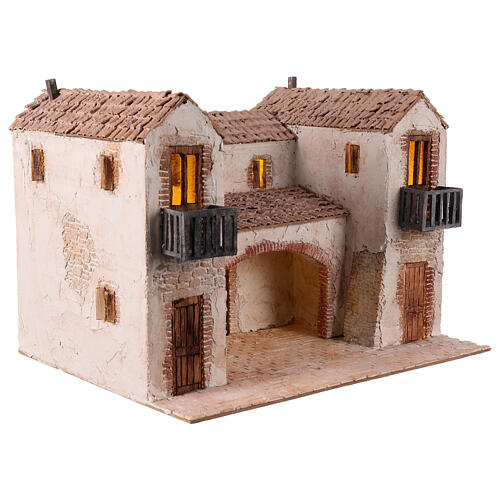 Setting with porch and balconies, 31x45x35 cm, for 10 cm Nativity Scene 3