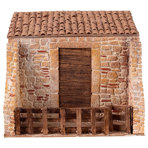 Stalla presepe 12 cm stile popolare 20x25x15 cm 1