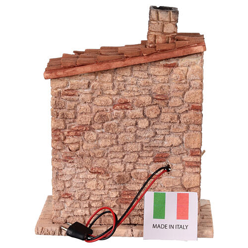Forno con led effetto fuoco 15x10x8 cm per presepe 10 cm 4