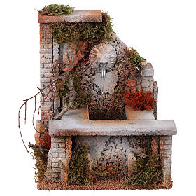 Fontaine crèche 20 cm avec véritable fontaine liège 30x20x25 cm