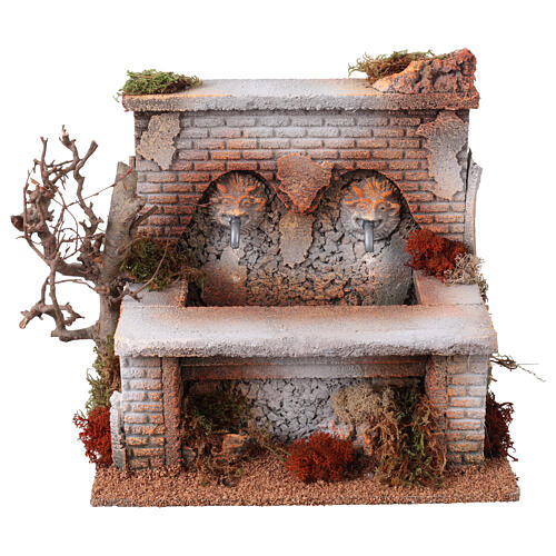 Fuente doble belén 20 cm pintada con bomba 25x25x20 cm 1