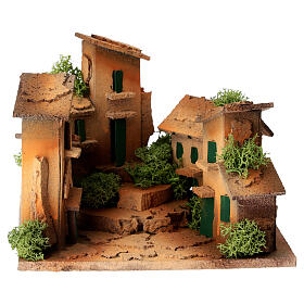 Vicolo case presepe 3 cm legno sughero 10x15x15 cm